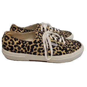 Superga Leopard Print Trainers Sneakers Tennis Shoes Womens 100% Cotton Size 8